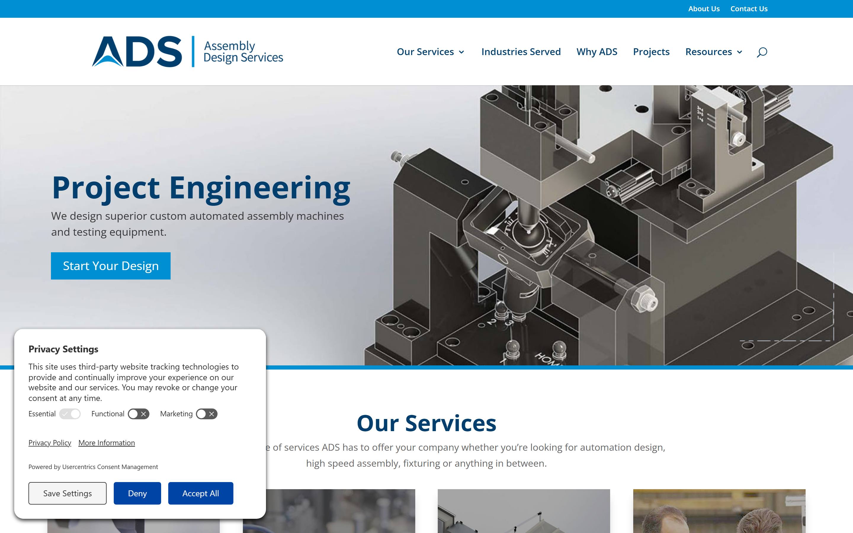 ADS Automation website, designed and developed by chadworks -- desktop view