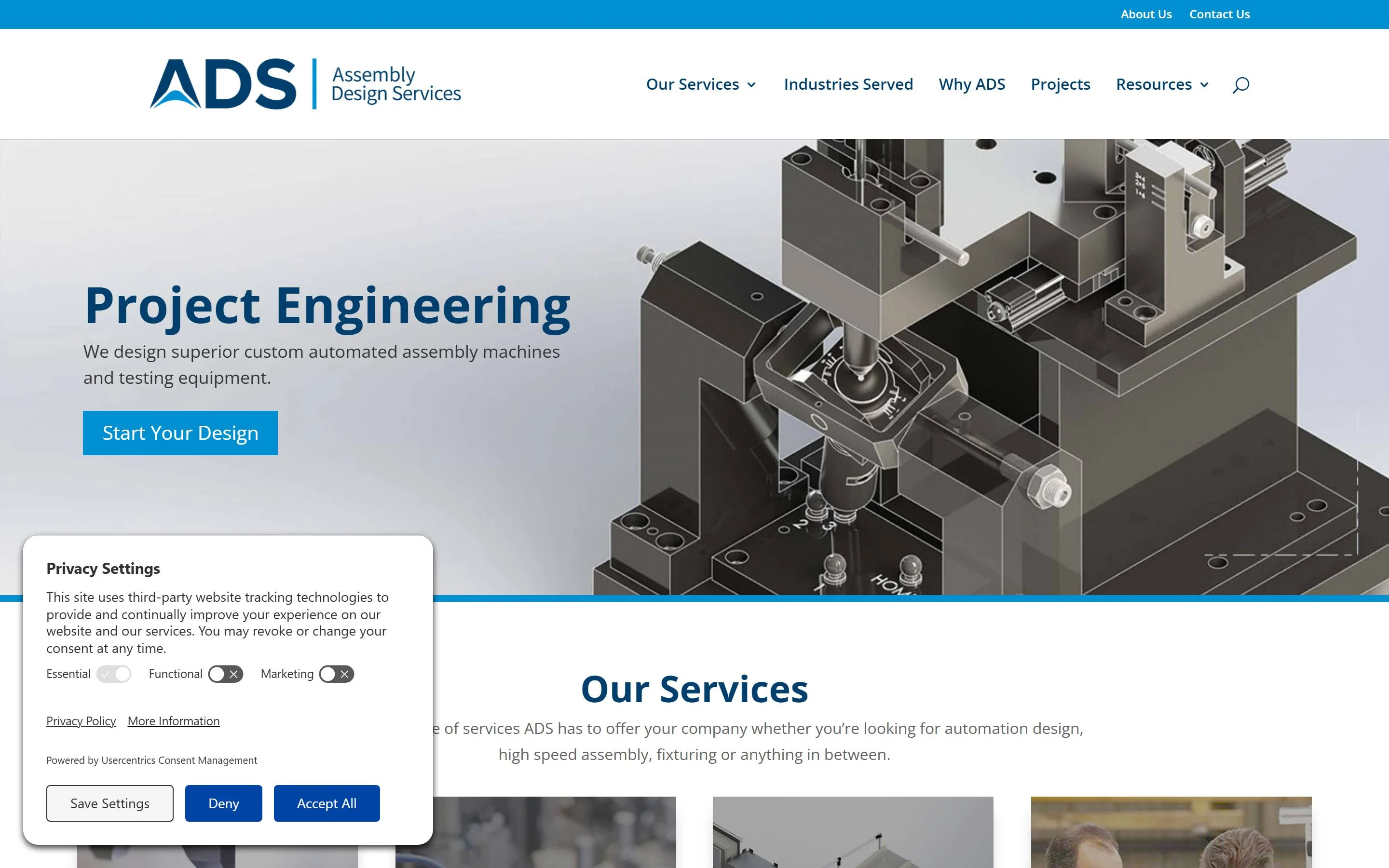 ADS Automation website, designed and developed by chadworks -- desktop view