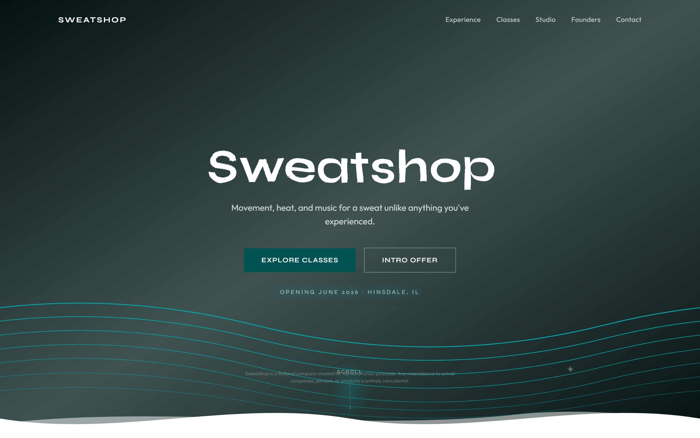 Sweatshop website, designed and developed by chadworks -- desktop view