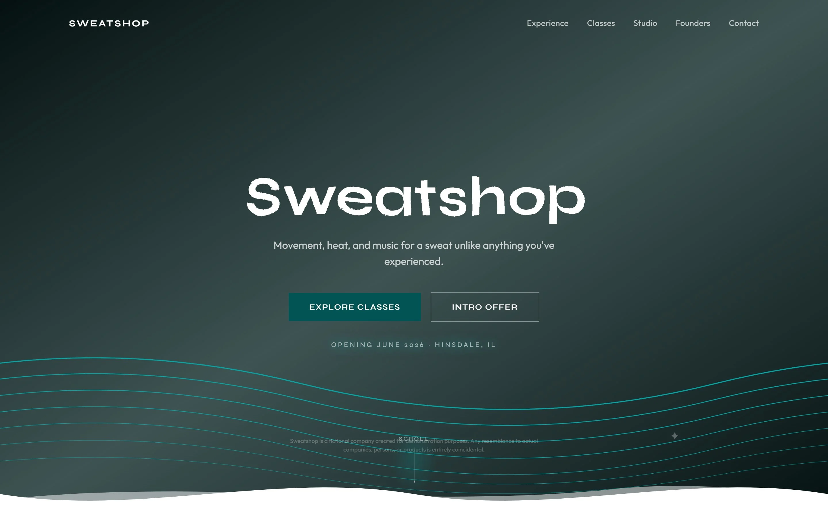 Sweatshop website, designed and developed by chadworks -- desktop view