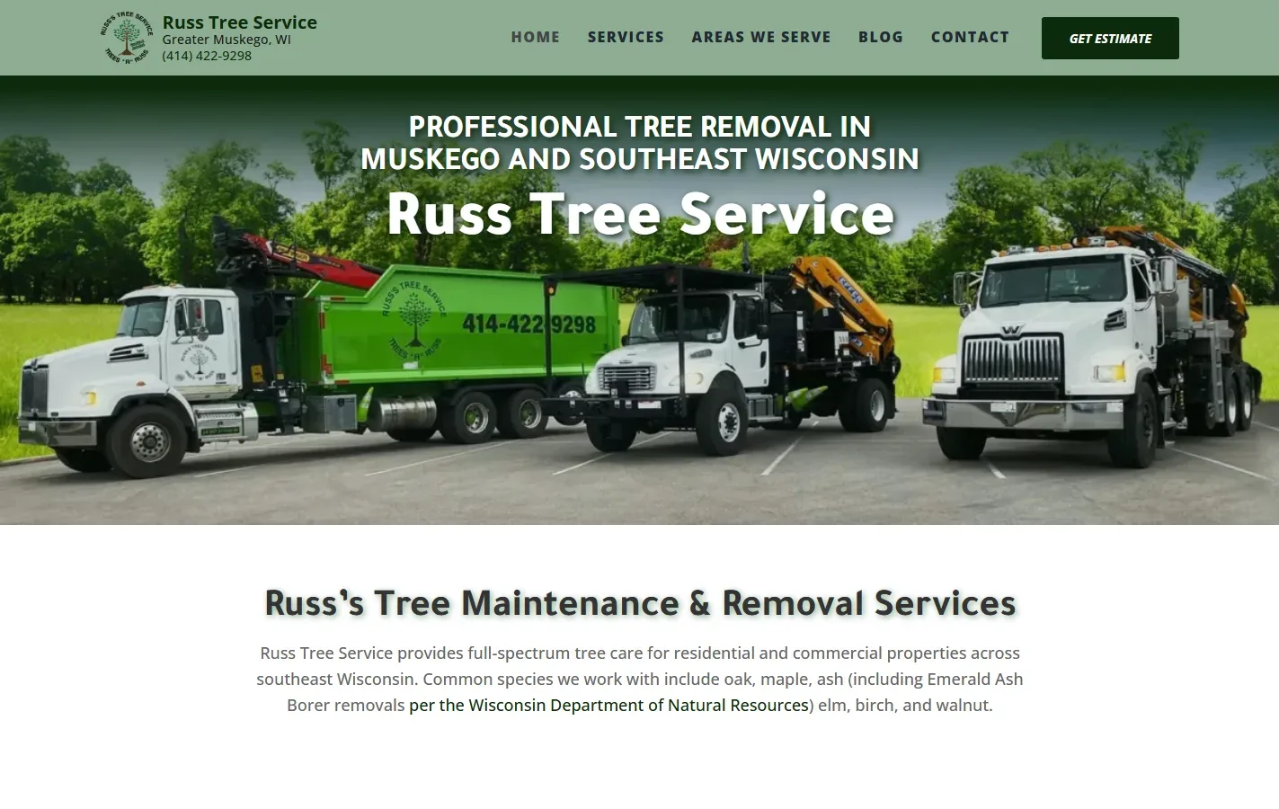 Russ Tree Service homepage