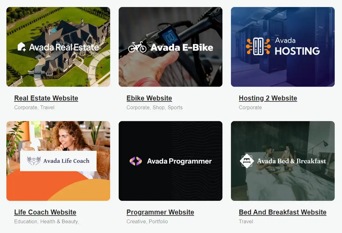 avada/wordpress templates