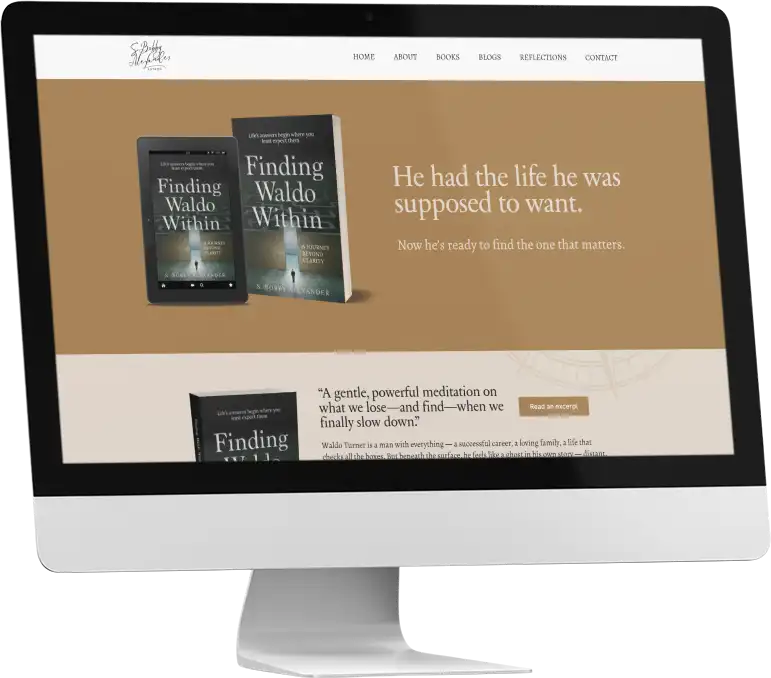 s bobby author website mockup